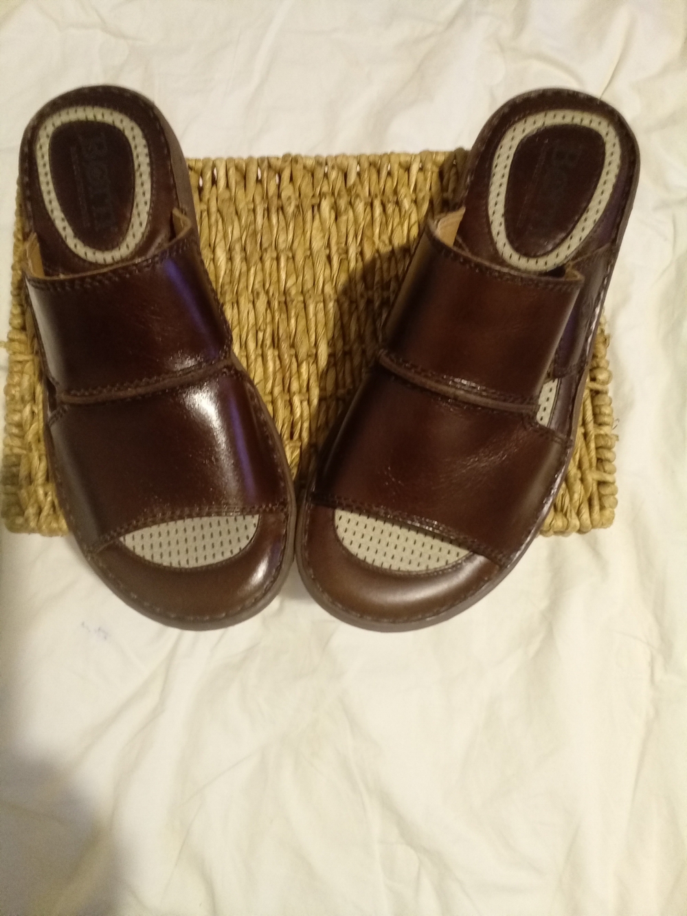 Born Men's Open-Toe Leather Slide Sandals in Brown Sz 10M - Picture 4 of 9
